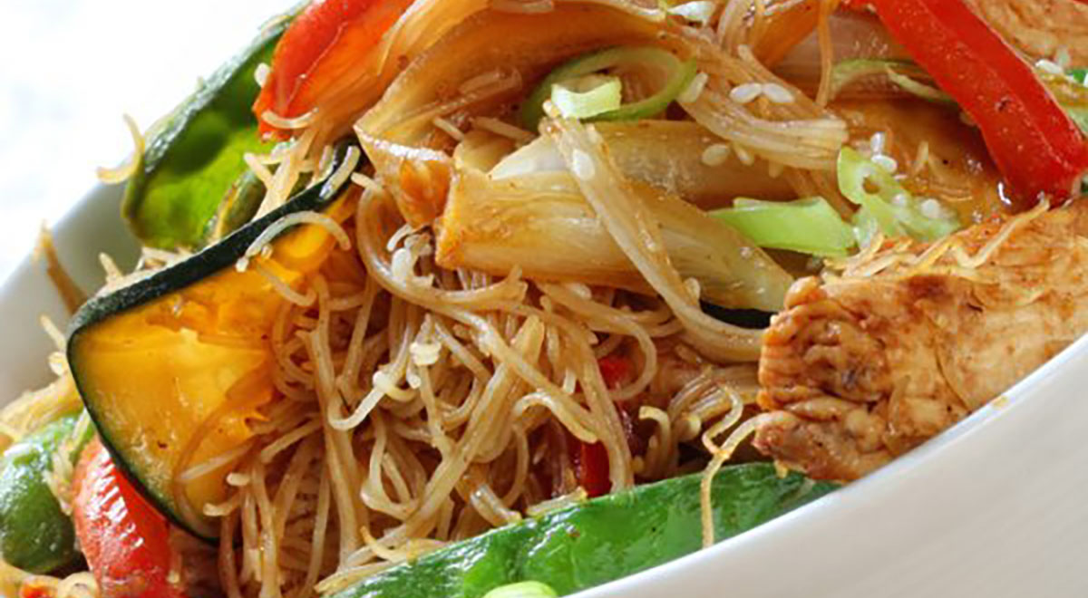 Chicken or salmon sesame noodles