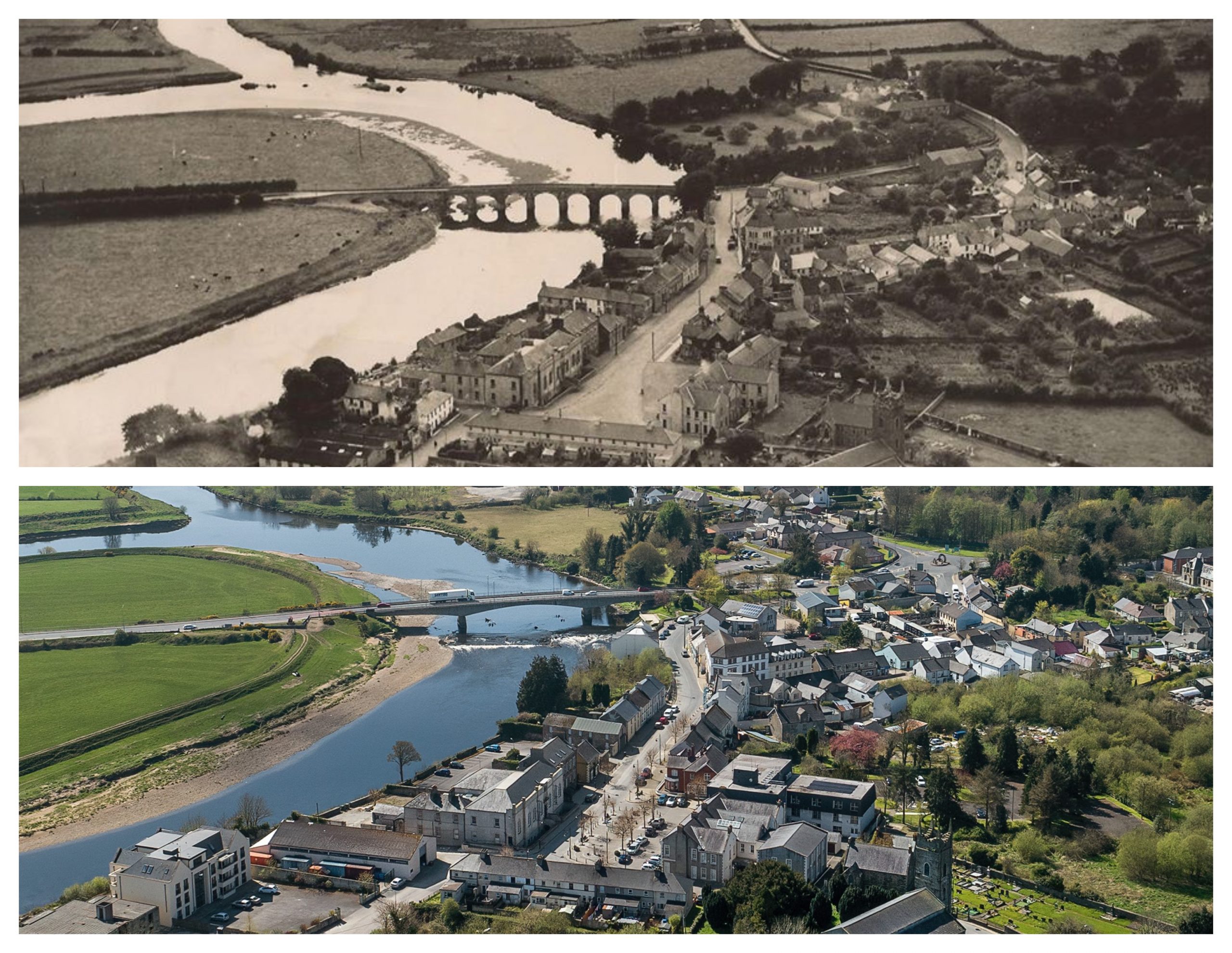 Pictures taken 70 years apart reveal town’s growth