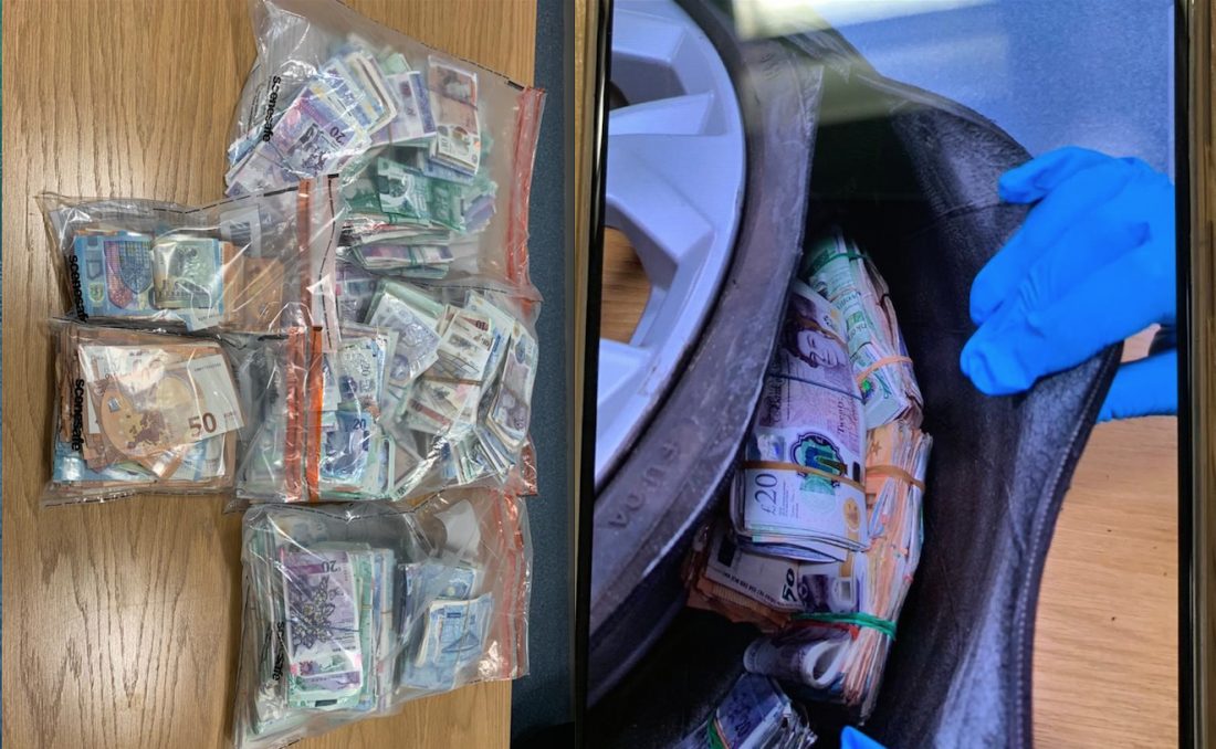 £102,500 and €14,800 in cash seized by detectives