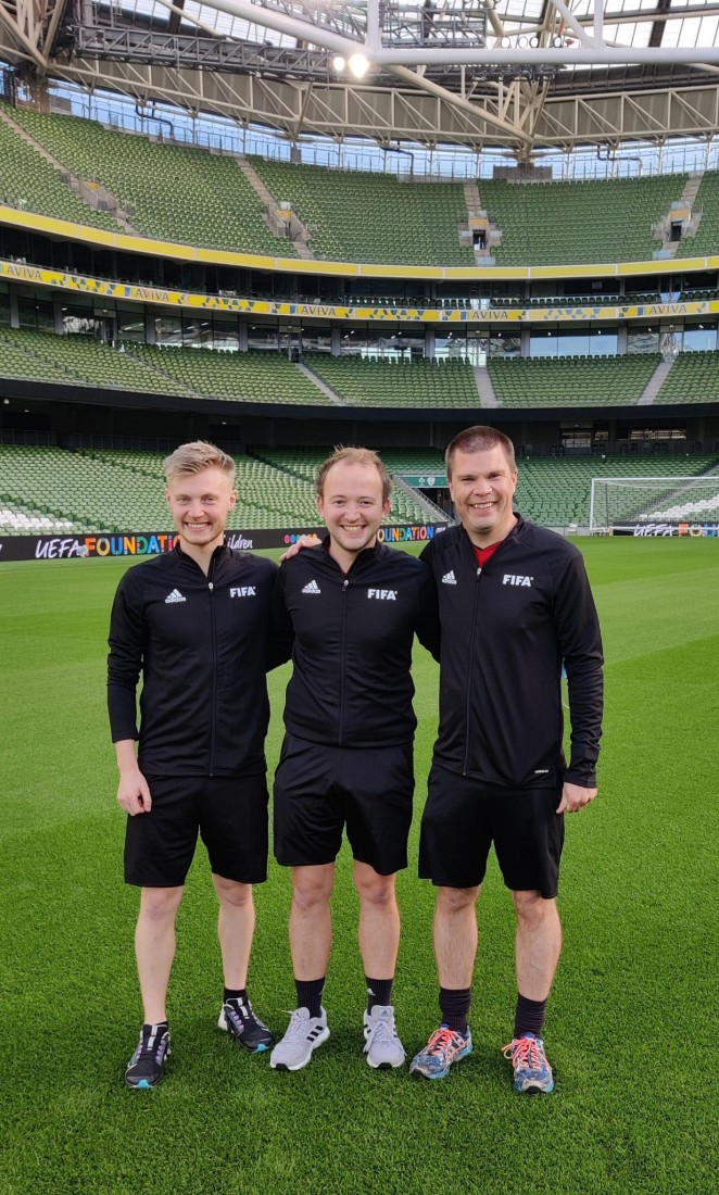 Drumquin man runs the line in Ireland v Qatar game