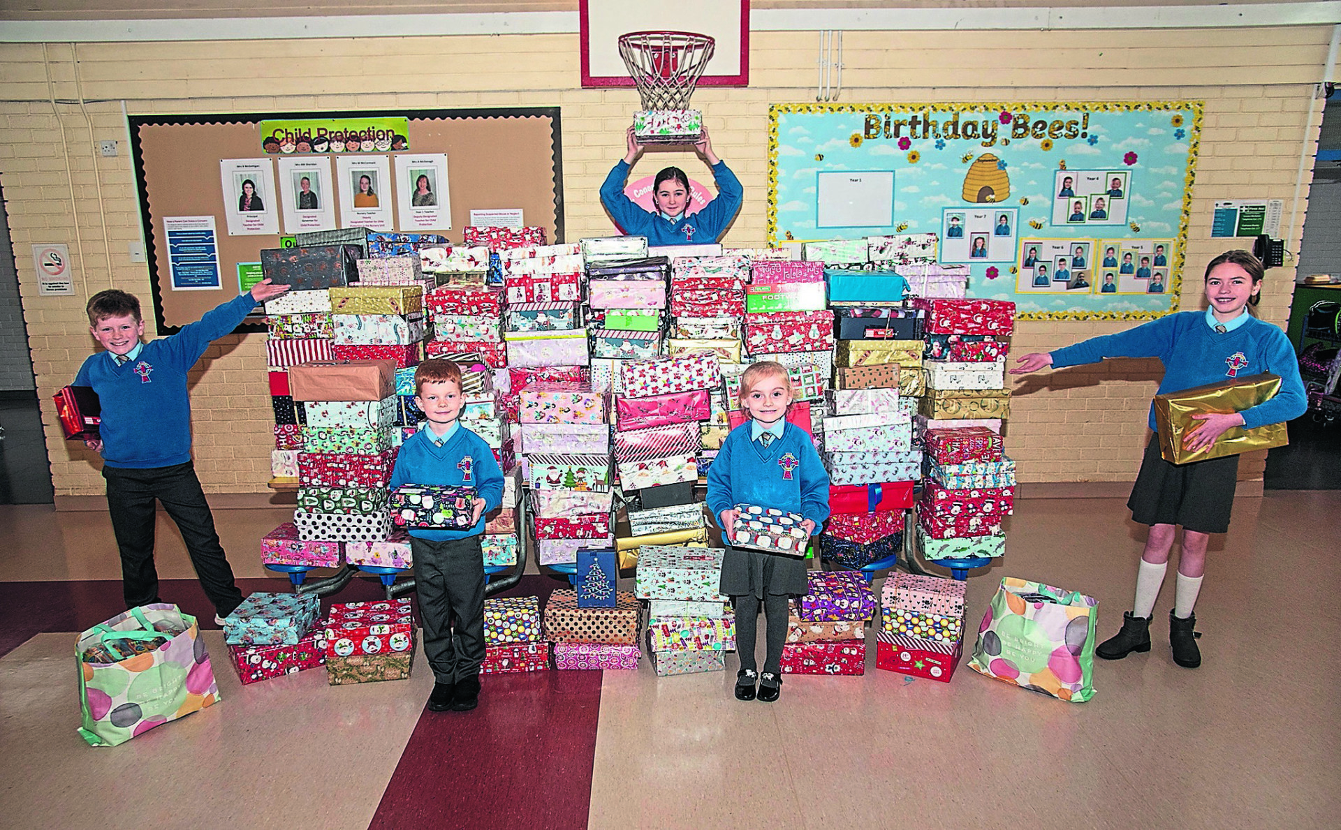 500 shoeboxes donated by Omagh school