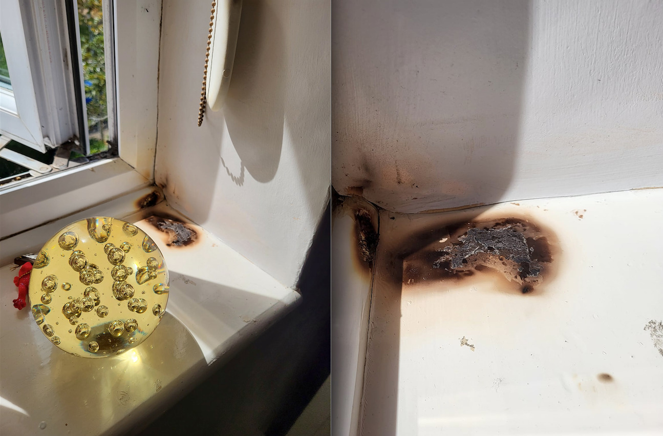 Warning over glass objects on windowsills after fire