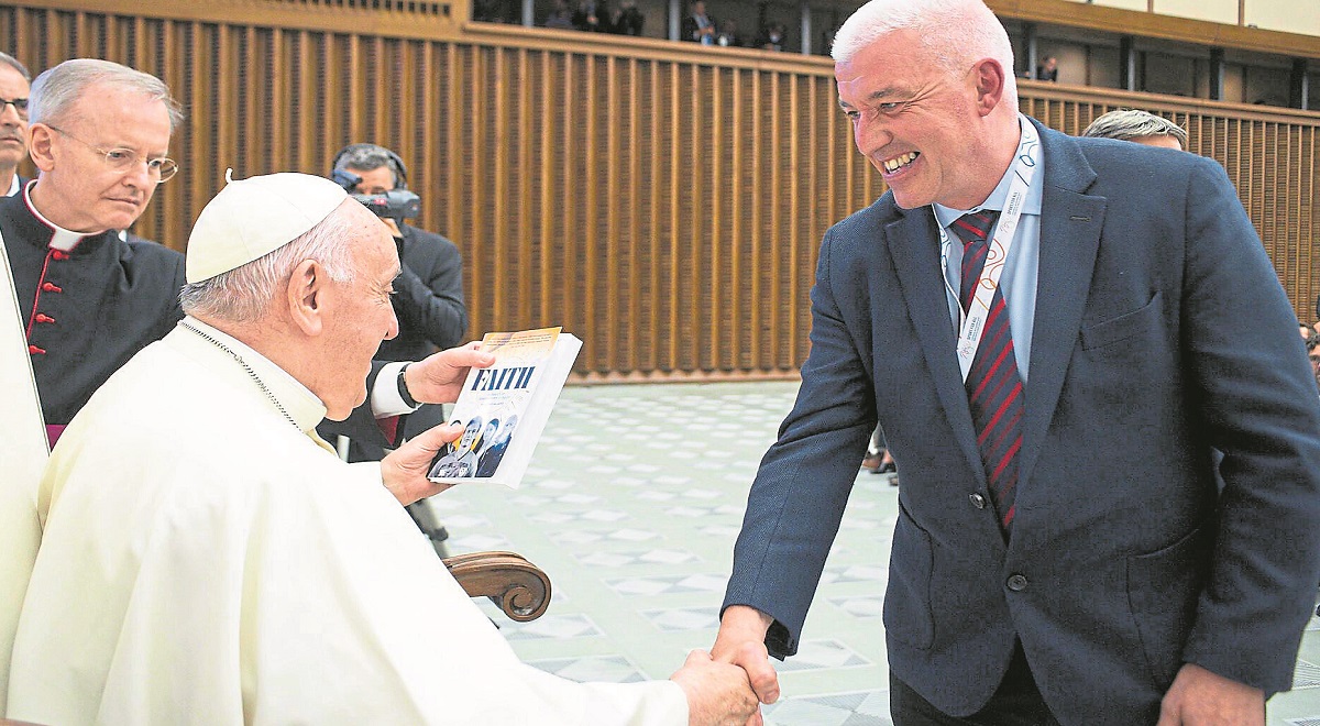Strabane author presents new book to Pope Francis