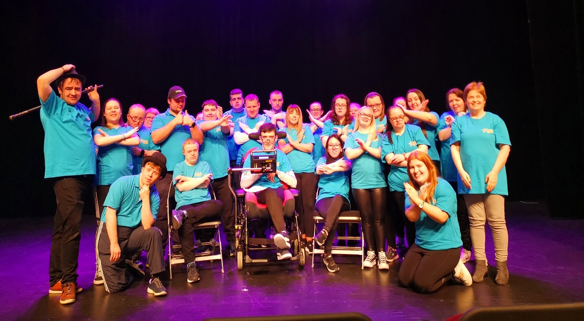 Learning disabled drama group performing musical spectacular