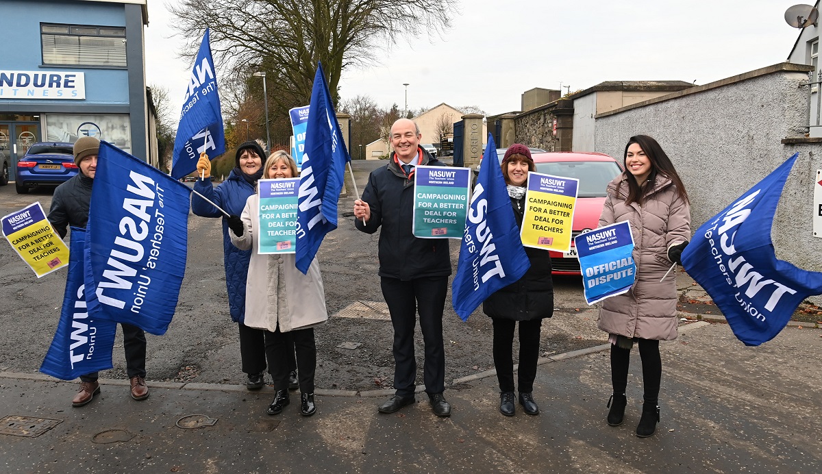 Omagh teachers take to picket lines for fair pay and conditions