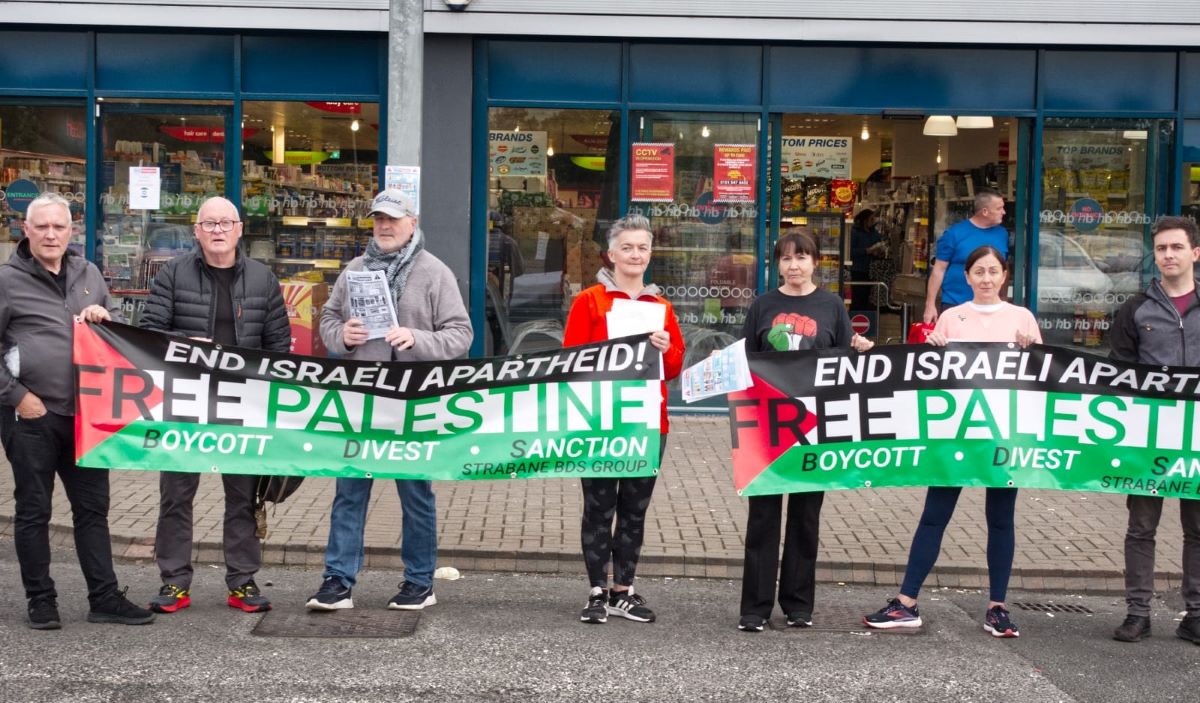 Pro Palestinian protestors arrested during demo at Strabane store