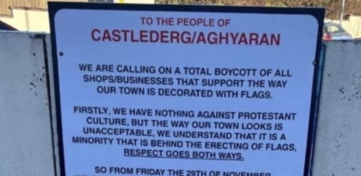 ‘Offensive’ sign calling for boycott of Derg businesses removed