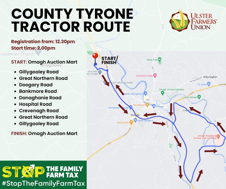 Major traffic disruption expected in Omagh during tractor protest