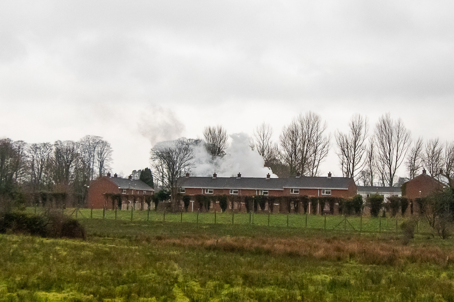 Police and fire crew at former St Lucia Barracks in Omagh