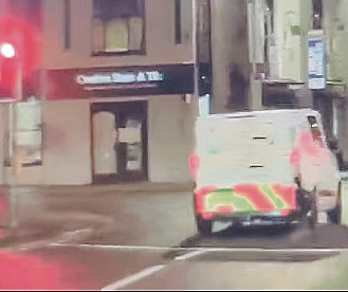 Shocking footage of van driving through red light in Omagh