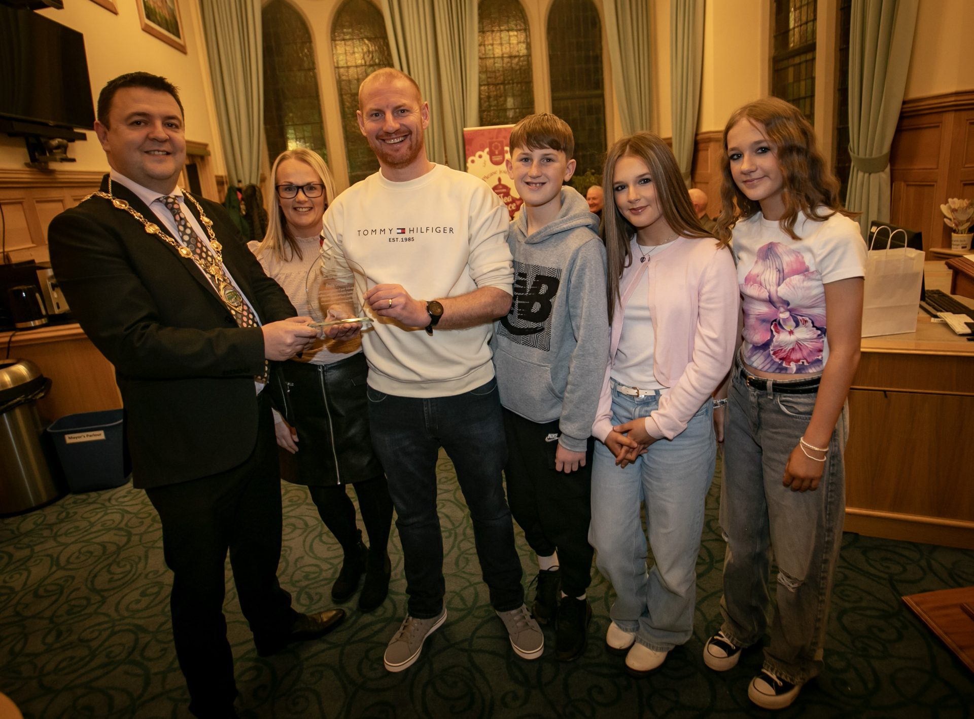 In recognition of his efforts, the Mayor of Derry City and Strabane District Council this week held a special reception at the Guildhall for Rusty