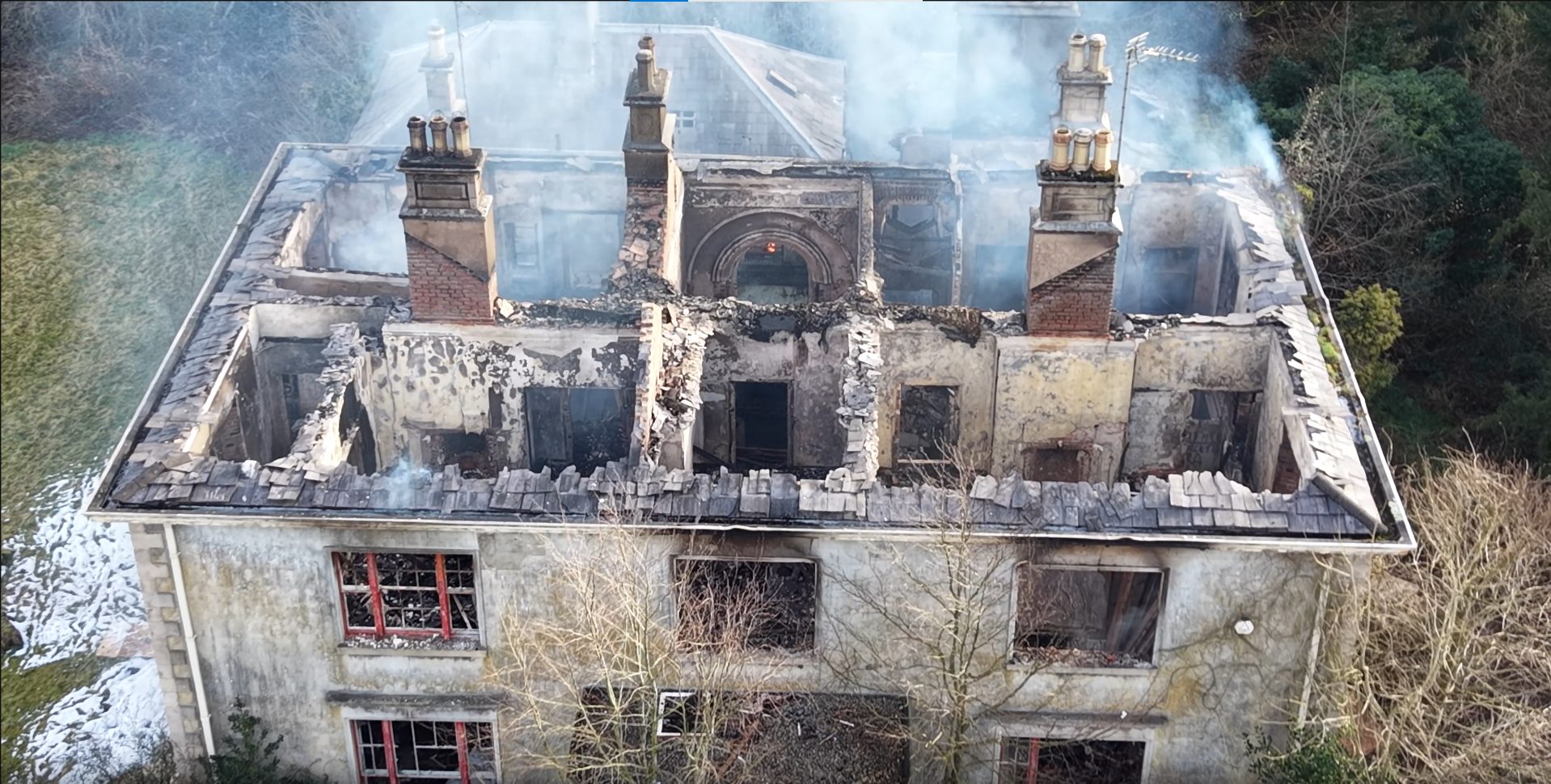 Aerial photographs reveal arson damage to historic Omagh house